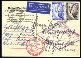 1930 First South America Flight Card Posted At Friedrichshafen, Franked 2rm + 4rm Zeppelin, Bears 'Sugar Loaf' + Violet  - Altri & Non Classificati
