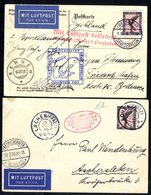 1930 Second Nordland Flight Postcard, Franked 1mk 'Eagle' Cancelled 'Luftschiff Graf Zeppelin,' Bears Blue Boxed Flight  - Other & Unclassified