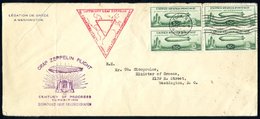 1933 Chicago Flight USA Acceptance Cover To Washington, Franked Four 50c Zeppelins Tied New York C.d.s,  Bears Violet 'C - Sonstige & Ohne Zuordnung