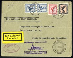 1933 Eighth South America Flight Envelope To Brazil Franked 10pf, 20pf (2) + 1mk 'Eagles' Cancelled Nurnberg C.d.s. Obve - Other & Unclassified