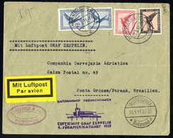 1933 Eighth South America Flight Envelope To Brazil Franked 10pf, 20pf (2) + 1mk 'Eagles' Cancelled Nurnberg C.d.s. Obve - Altri & Non Classificati