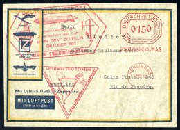 1933 World Fair Flight Envelope To Rio De Janeiro, Franked 150pf Meter Mark Of Berlin, Bears Red Berlin-Friedrichshafen  - Sonstige & Ohne Zuordnung