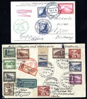 1934 Christmas Flight Card To Hamburg, Franked 20pf (2) 'Eagles' + 1rm Zeppelin Tied Luftschiff Graf Zeppelin C.d.s, Bea - Sonstige & Ohne Zuordnung