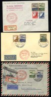 1936 First 'Hindenburg' Flight Envelopes To USA & Brazil Bearing 50pf & 75pf Commems & Cachets Incl. Red 'Deutsche Luftp - Other & Unclassified