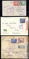 WWII Censored Covers Or Cards (8) To The USA, India Or England, Three Registered, Various Censor Markings. - Otros & Sin Clasificación