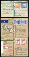 1944 'Active Service' Envelopes (7), Six To England, One To Palestine, Eight Have 9a Postage, The One Is A Double Wight  - Autres & Non Classés