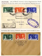 1939 March 24th Coronation Set On Registered Cover Posted On Board M. V. Dunbar Castle & Tied By Cape Town Paquebot Canc - Otros & Sin Clasificación