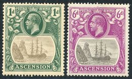 1924-33 1d & 6d Badge, M Both With 'broken Mainmast' Variety, Both With Crease, SG.11a & 16a. Good Appearance. (2) Cat.  - Other & Unclassified