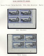 1938-53 KGVI Pictorial Defins In Corner Marginal Plate Blocks Of Four - ½d, 1d (3), 1½d (2), 2d (3), 3d (2), 4d (2), 6d  - Other & Unclassified