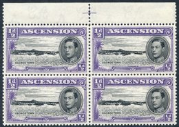 1944 Perf 13 ½d Black & Violet Top Marginal UM Block Of Four Incl. Variety 'long Centre Bar To E' SG.38ba. (4) Cat. £94+ - Sonstige & Ohne Zuordnung