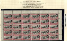 1949 1½d Black & Rose Carmine Complete Sheet Broken Into Two Halves Horizontally Incl. R5/1 Davit Flaw, 3/1 Cut Mast & R - Other & Unclassified