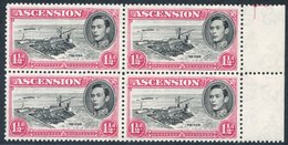 1953 P.13 1½d Black & Rose-carmine UM Right Side Marginal Block Of Four Incl. R6/6 Jibstay Flaw, SG.40f, Variety CW17f.  - Altri & Non Classificati