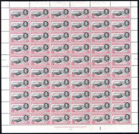 1938-53 P.13 1½d Black & Rose-carmine From 1953 Printing, A Complete Sheet Incl. R5/1 Davit Flaw & R3/1 Cut Mast & Raili - Other & Unclassified