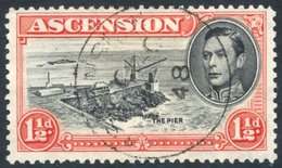 1944 P.13 1½d Black & Vermilion With Davit Flaw, Superb U Example, SG.40ba. (1) - Other & Unclassified