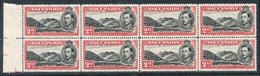 1949 P.14 2d Black & Scarlet Left Side UM Marginal Block Of Eight Incl. Variety Mountaineer Flaw R4/4, SG.41ca. - Autres & Non Classés