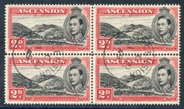 1949 P.14 2d Black & Scarlet, Superb U Block Of Four Incl. Variety Mountaineer Flaw R4/4, SG.41ca. (4) Cat. £400+ - Other & Unclassified