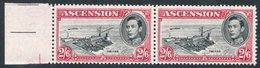 1944 P.13 2/6d Black & Deep Carmine Left Side Marginal UM Horizontal Pair Incl. The Davit Flaw, SG.45ca. Scarce. - Other & Unclassified