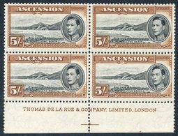 1938-53 5s Black & Yellow-brown P.13½ Block Of Four, P.13 Two Marginal Imprint Blocks Of Four (2 Shades) With & Without  - Other & Unclassified