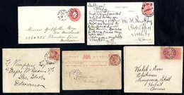 1893-1911 Covers (3) & Cards (2) With Various T.P.O Cancels, Three Have UP TRAIN (2 Different Cancels) And One Card Has  - Other & Unclassified