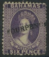 1883 'FOURPENCE' On 6d Deep Violet, Fine Unused Without Gum, A.P Cert. 1986, SG.45, Cat. £550. - Altri & Non Classificati