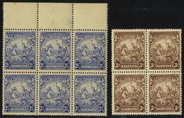 1938 3d P.13½ X 13 Top Marginal UM Block Of Six (gum Toned) Variety 'mark On Central Ornament' (on 2 Stamps), SG.251a, P - Altri & Non Classificati