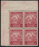 1939 1d Scarlet P.13½ X 13 Upper Left Corner Marginal UM Block Of Four (minor Gum Bends Affecting Two), Light Gum Toning - Altri & Non Classificati