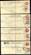 1955-85 (circa) QEII Group Of Registered Envelopes Unused (7) & Used (15) Uprated With Mainly Single Frankings Incl. Les - Sonstige & Ohne Zuordnung