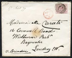 1877 Envelope To London With A GB 2½d Pl.7 Lettered EH, Tied By A Barred 'C' With A Red British Post Office Constantinop - Other & Unclassified