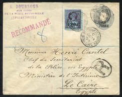 1895 40paras Envelope Sent Registered To The Chief Police, Cairo, Egypt With 40paras On 2½d Added, Cancelled British Pos - Altri & Non Classificati