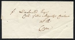 1800 'Cleft Stick' Outer Letter Sheet Used Locally In Cape Town With Cape Wax Seal On The Back And The Characteristic Cr - Other & Unclassified