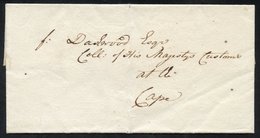 1800 'Cleft Stick' Outer Letter Sheet Used Locally In Cape Town With Cape Wax Seal On The Back And The Characteristic Cr - Autres & Non Classés