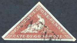 1853 1d Deep Brick-red On Deeply Blued Paper, VFU Example, Large Even Margins, Light Cancellation, SG.1a. - Autres & Non Classés