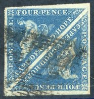 1853 4d Deep Blue On Deeply Blued Paper, FU Pair, Large Margins, SG.2. - Other & Unclassified