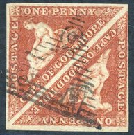 1853 1d Brown-red On Slightly Blued Paper,  VFU Pair With Light Triangular Cancel, SG.3a. - Sonstige & Ohne Zuordnung