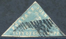 1861 Wood-block 4d Pale Bright Blue, U Example, Margins Two Sides, Cut Into At Right, Also Has Repairs, SG.14b. - Altri & Non Classificati