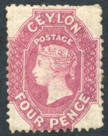 1863-66 4d Rose-carmine, Unused With Part O.g, A Few Short Perfs At Top O/w Fine, SG.52, Cat. £900. - Autres & Non Classés