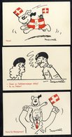 1945 Set Of Ten WWII Stenders Forlag Liberation Cards, Hurrah For Montgomery, Comic Designs Of Flag Waving Etc, All Unus - Autres & Non Classés