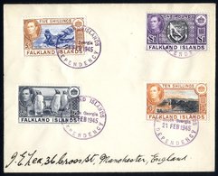 1945 (Feb 21st) Cover From South Georgia To Manchester, Franked 2/6d, 5s, 10s & £1, Tied South Georgia C.d.s's, Type SG. - Sonstige & Ohne Zuordnung