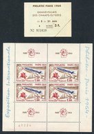 1937 PEXIP Cut Down M/Sheet With Exhibition Cancel At Each Corner, 1964 1f Philatelic UM Block Of Four With Labels UM, A - Altri & Non Classificati