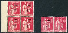 1941 1f On 1f.25 Peace Pair, Right Stamp With Surcharge Omitted, UM (signed), Also A Normal Block Of Four, Maury 483h. ( - Other & Unclassified