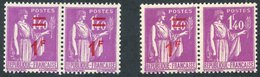 1941 1f On 1f.40 Horizontal Pair With Left Stamp Surcharge Omitted, A Normal Pair Accompanies. Maury 484f. (4) Cat. 2150 - Other & Unclassified