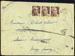MADAGASCAR 1946 Envelope To DIEGO SUAREZ, Franked 3f (3) 'Marianne', Insufficient Postage & Taxed. Reverse - '2f' On 1f  - Autres & Non Classés