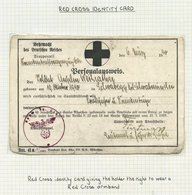 GERMAN RED CROSS Collection Of Ephemera On 15 Leaves Incl. Red Cross Magazine, Donation Thanks Letter, I.D Cards, Donati - Altri & Non Classificati