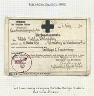 GERMAN RED CROSS Collection Of Ephemera On 15 Leaves Incl. Red Cross Magazine, Donation Thanks Letter, I.D Cards, Donati - Autres & Non Classés