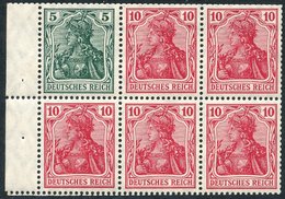 1917-18 Germania M Booklet Pane (H. Blatt 18aaA) Complete With Margin (5x UM Stamps), Perfs Trimmed At Top, Cat. 600€ - Autres & Non Classés