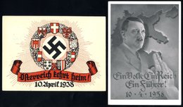 1934-38 Plebiscites Selection Of Propaganda Cards, Covers With Special Cancels Etc Incl. 1938 Card Showing German Territ - Otros & Sin Clasificación