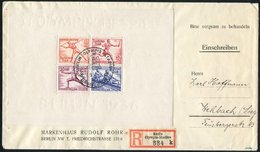 1936 Olympic Games Selection Of Four Covers, Franked Either M/Sheets Or Odd Values Incl. 40pfg, Bearing Various Event Ca - Sonstige & Ohne Zuordnung