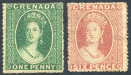 1861-62 Rough Perf 14-16 1d Green & 6d Rose M Or Part O.g, SG.2 & 3. (2) Cat. £950 - Otros & Sin Clasificación