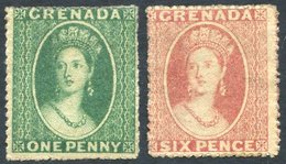 1861-62 Rough Perf 14-16 1d Green & 6d Rose M Or Part O.g, SG.2 & 3. (2) Cat. £950 - Autres & Non Classés