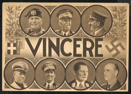 1939  Propaganda Cards 'Vincere' Showing 7 Portraits Of German And Italian Leaders Incl. Hitler, Mussolini & Goering Etc - Autres & Non Classés